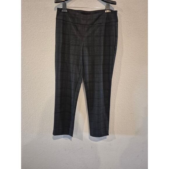 Zac &‎ Rachel Women's Plaid Pull-On Cropped Trouser Size L Dark Gray - Picture 1 of 7